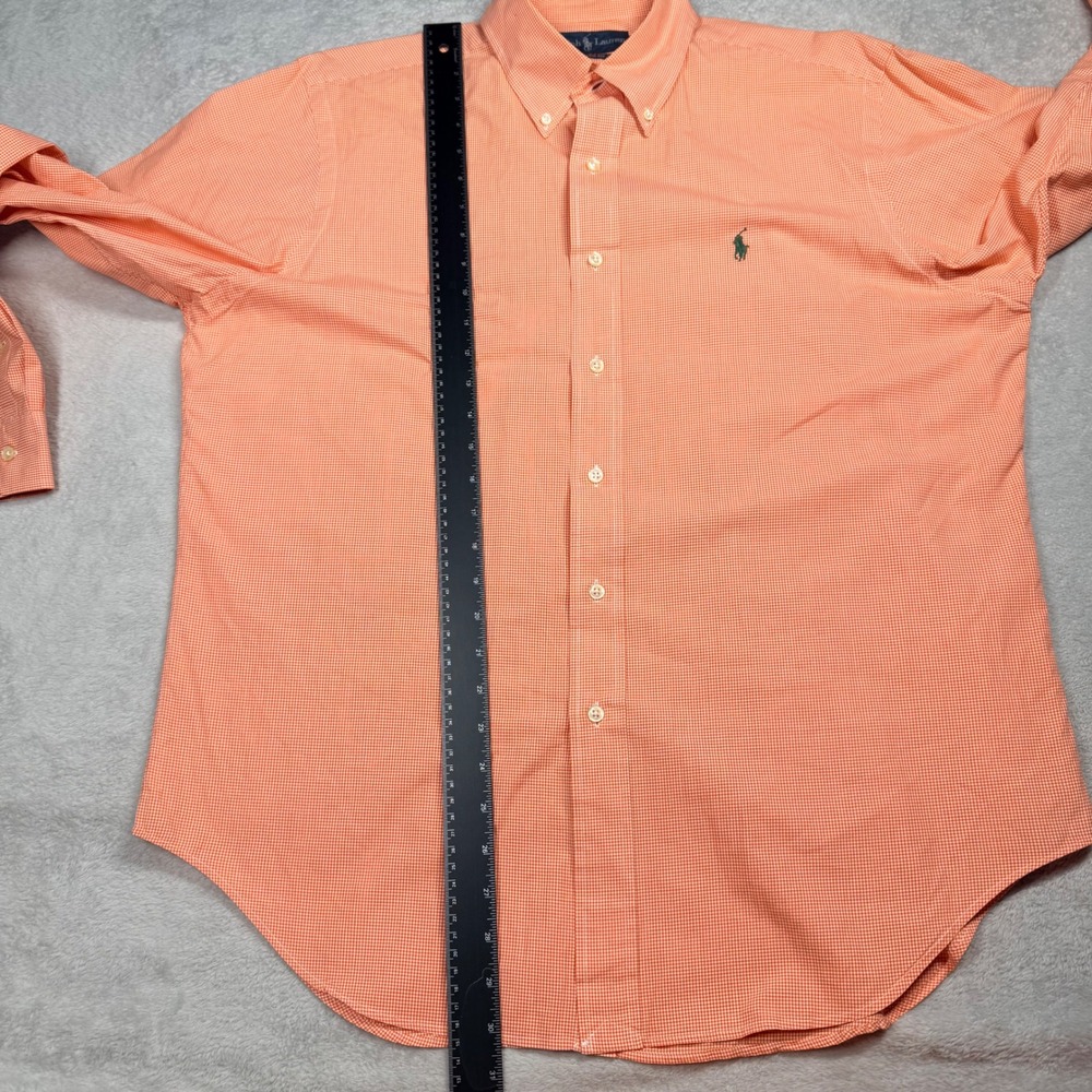 Ralph Lauren Classic Fit Gingham Button Down Shirt Orange White Men L - Picture 10 of 10